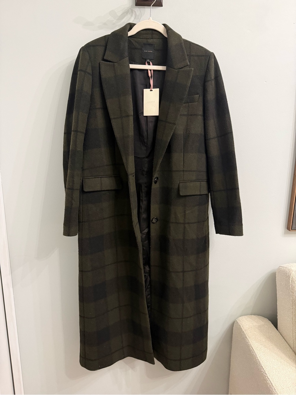 Alex Marie Plaid Wool Trench Coat